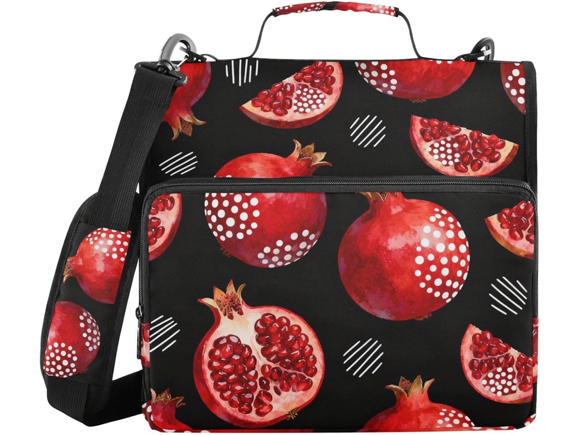 Massa Escolar De 3 Argolas Com Alça, Nas Cores Preto Muito Vermelho Romã, Com Diversas Bolsas Para Laptop, Ideal Alunos