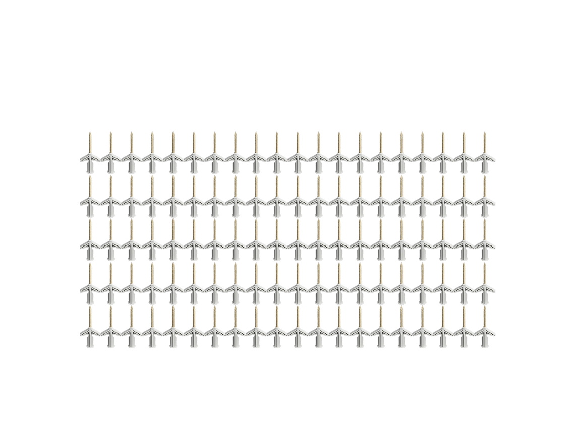 KIT 100 Tubos de Expansão Borboleta com 100 Parafusos Autotaponantes para Drywall Painéis Gesso S/MARCA