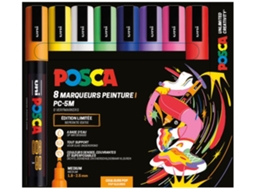 Conjunto De Marcadores Posca Pc5m, 8 Peças, Cores Vibrantes Conjunto De Canetas Pincel Criativas