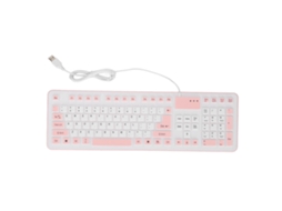 Aetheria teclado de Silicone Plegável 106 Teclas Usb À Prova de Água Poeira e Silencioso para Pc Laptop Rosa