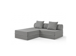 Sofá Modular 3 Lugares + Puff Convertível Bouclette Cinza Escuro | SKOFFA