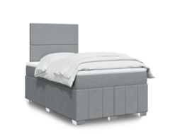 Vidaxl Cama Com Molas/colchão 120x200 Cm Tecido Cinza-claro