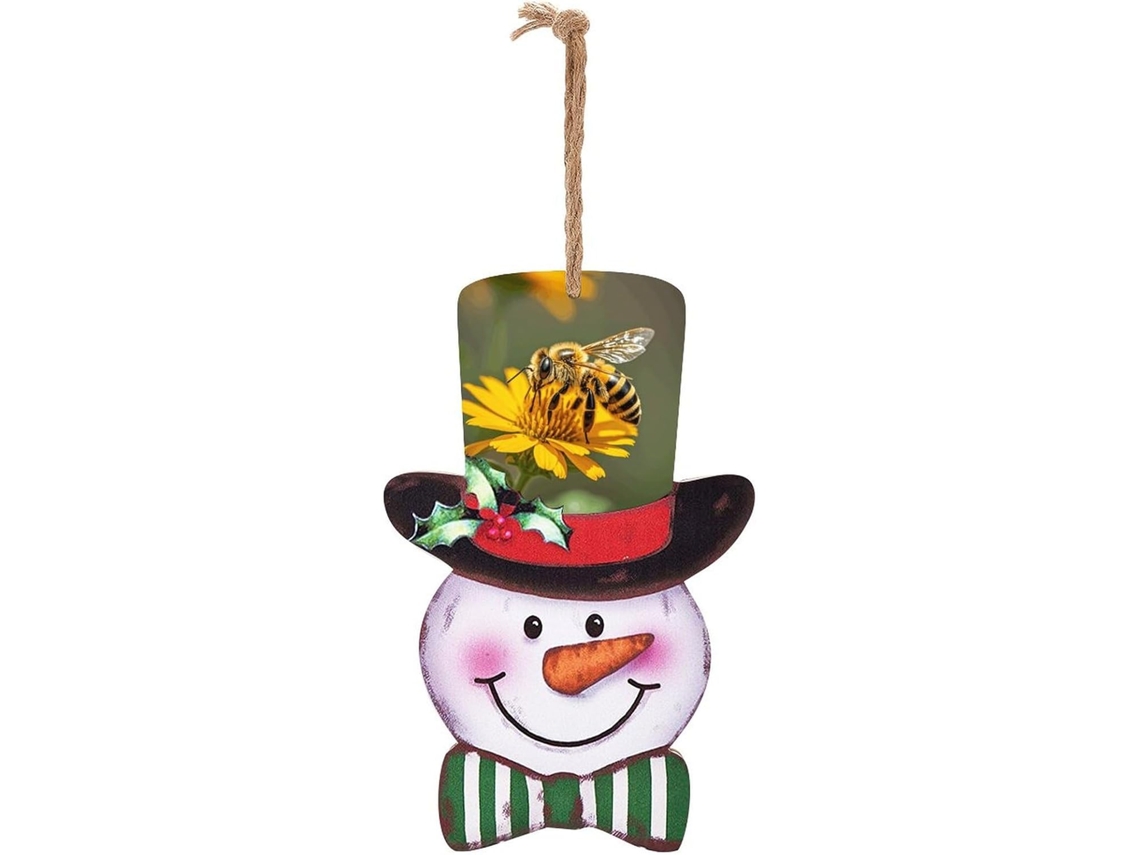 Decoração Natalina De Madeira Com Boneco De Neve E De Árvore De: Bonec