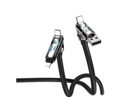 Cable Usb 4 En 1 Black-blitzwolf Bw-hdc6 De 1,2 M Con Luz Rgb Y Carga Rápida De 240 W