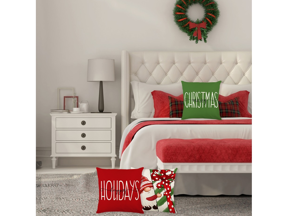 Capas De Almofada (conjunto De 4, Estampa De Pai Natal) Eoocoo