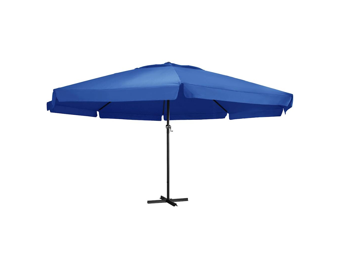 Vidaxl Guarda-sol De Jardim Com Poste De Alumínio 600 Cm Azul-ciano