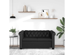 Vidaxl Sofá Chesterfield De 2 Lugares Em Couro Artificial Preto