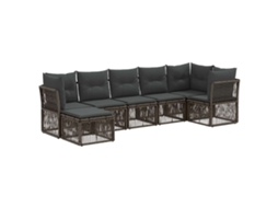 Vidaxl Conjunto De Sofá De Jardim 7 Pcs Cinzento Vime Pe