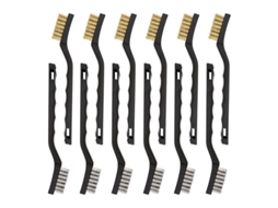 Set de 12 Escovas de Alambre Mini, aço inox e latão, para limpeza de pintura e oxidação | S/MARCA