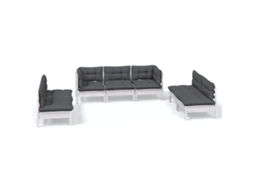 Conjunto de 7 Jardim Lounge C/ Almofadões Pinho Maciço MAISON EXCLUSIVE