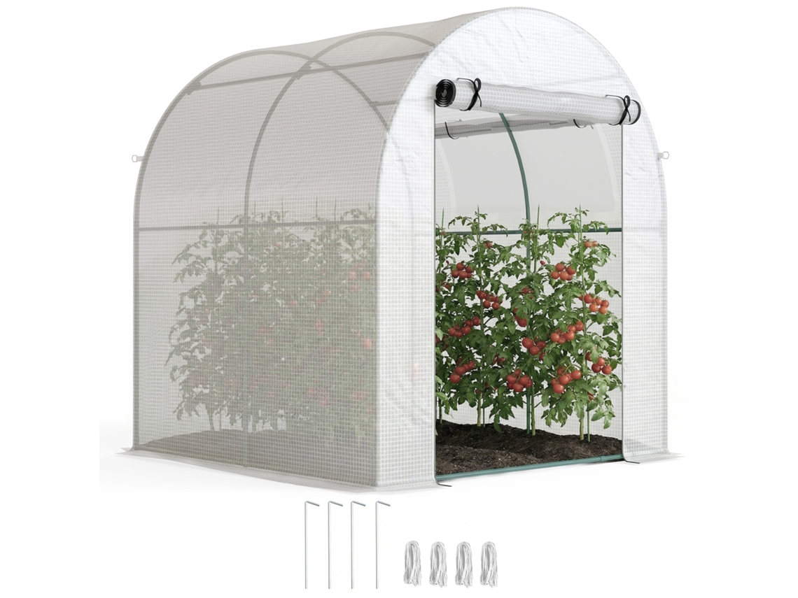 Estufa Portátil Aço Com Cobertura Plástica Branca Cultivo Jardim Varanda