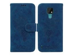 Capa De Celular Motorola Moto E7 Em Couro Com Estampa De Borboleta E Rosa