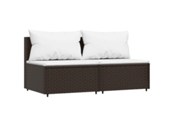Maison Exclusive - Sofás De Centro P/ Jardim C/ Almofadões 2 Pcs Vime Pe Castanho