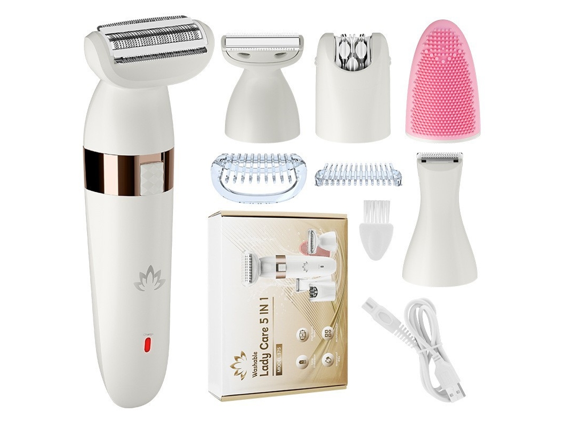 Lurelia Depilador Elétrico 375, Kit 5 Em 1, Usb, Lavável, Aço Inoxidável, Corpo Inteiro