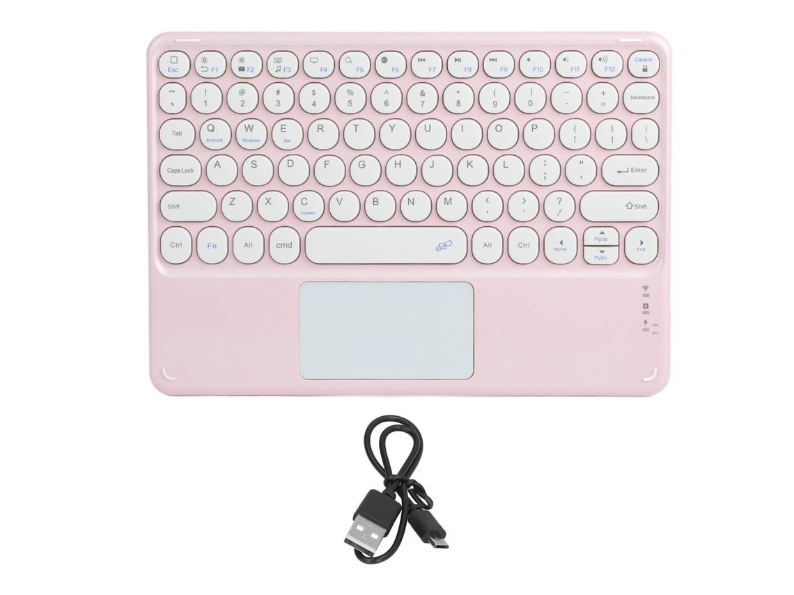 Teclado Sem Fio Bluetooth (controle Táctil, Recarregável) Chaveiro Redondo Macaron Para Telefones Móveis, Ipads E Laptops