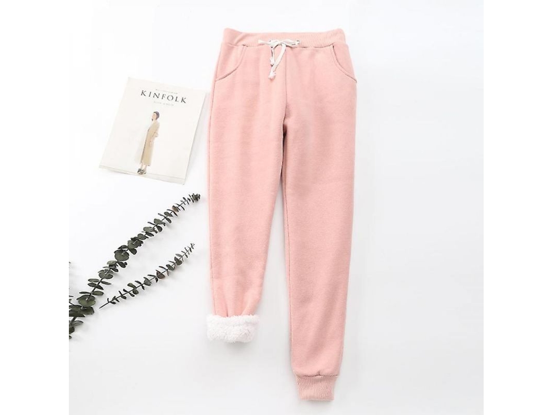Calça Rebe-sports feminina com forro Sherpa, modelo Winter Quentes Doz M rosa.