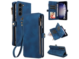 Capa Flip De Couro Com Zíper, Compatível Com Samsung.azul-m52 5g