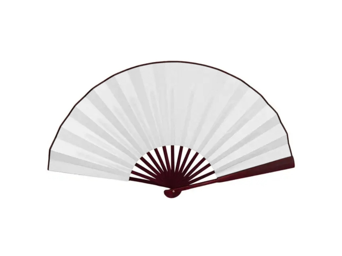 Leque de Mão, Cor Sólida, Extra Grande 33 Cm, Branco BRILVIBERA