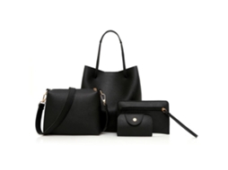 Conjunto de Bolsas Tote Feminino de Couro Pu com Bolsa Transversal, Clutch e Porta cartões