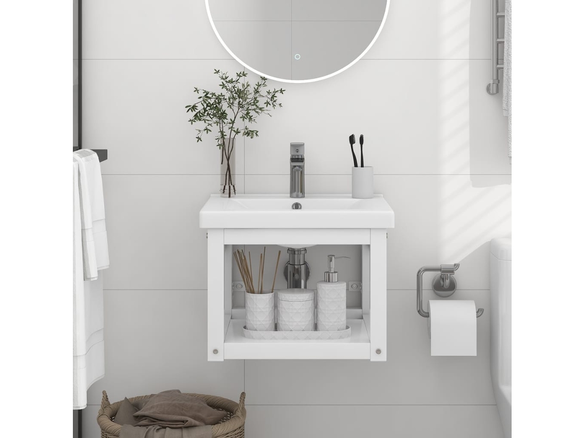 Vidaxl Estrutura De Parede P/ Lavatório Ferro 40x38x31 Cm Branco