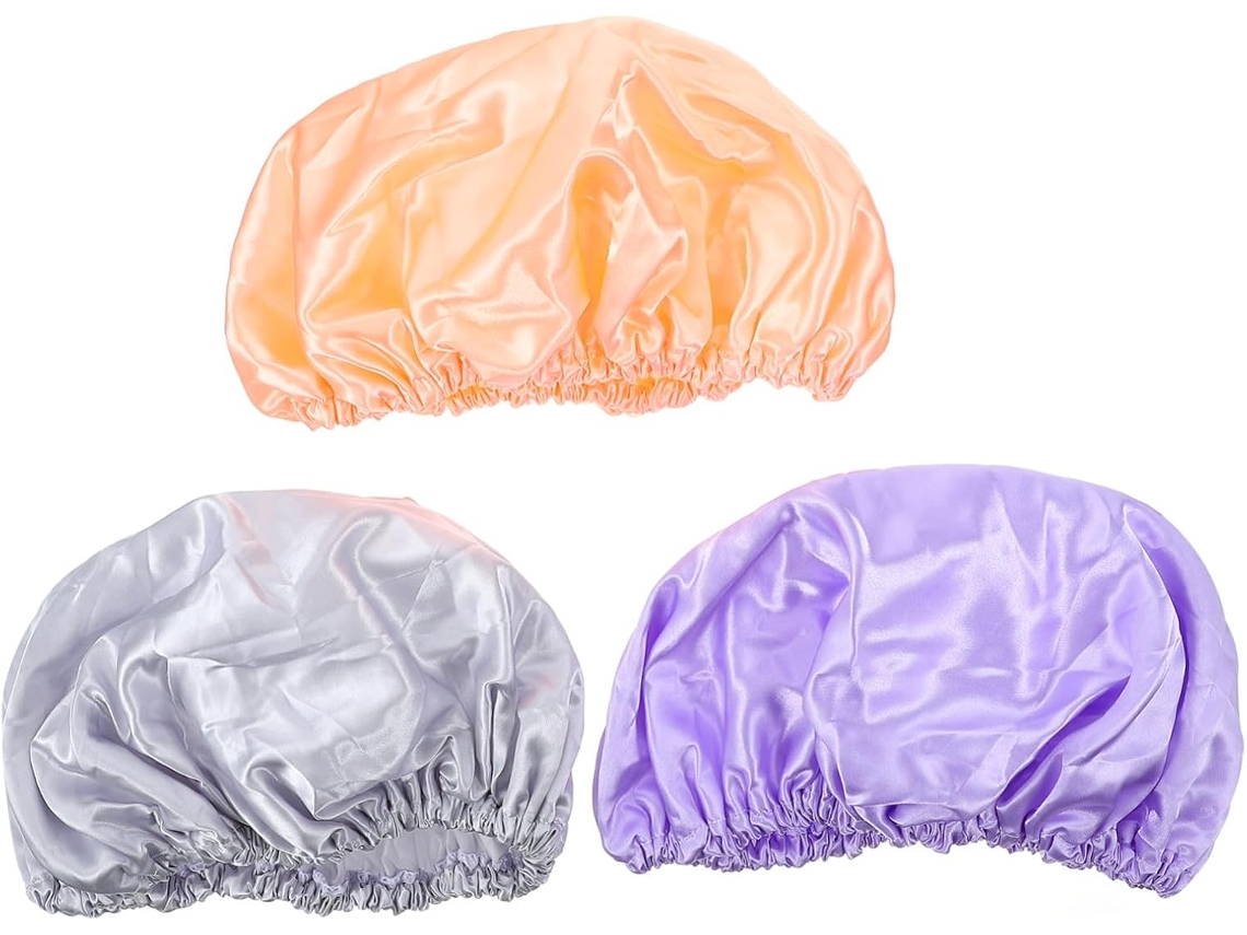 Conjunto De 3 Toucas Natação Impermeáveis Mobestech Para Mulheres E Meninas, Toucas De Banho Em Peva, Práticas Para