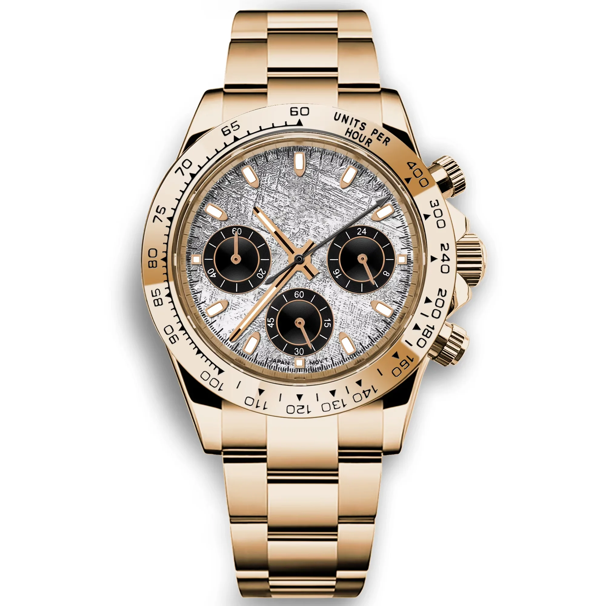 Relógio Masculino De Quartzo De 39 Mm (dourado), Cristal De Safira E Pulseira De Aço Inoxidável, Modelo Esportivo.