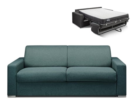 Sofá Cama DUNLOPILLO (214 x 94 x 85 Tamanho Cama: 160 - 179 cm - Veludo - Azul)