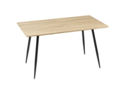 Mesa De Jantar Retangular Para 4 Pessoas Com Tampo Em Imitação De Madeira E 4 Pés De Aço, 140 X 80 X 76 Cm, Preta.