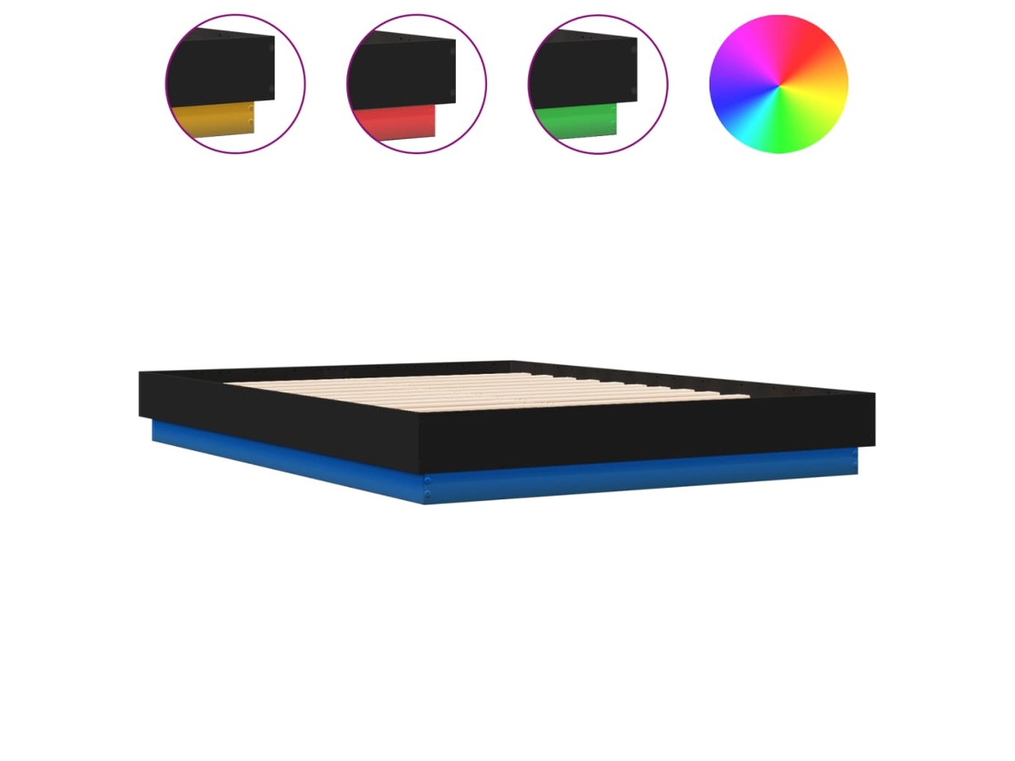 Estrutura de Cama com Led Sem Colchão MAISON EXCLUSIVE Preto (150x200 cm)