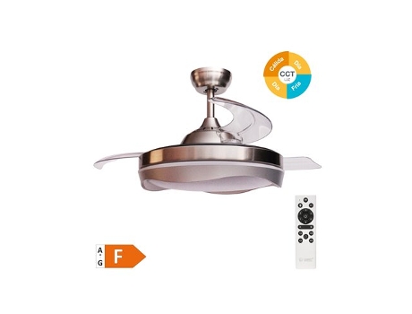 Ventilador De Teto Nicosia Com Luz Led Regulável E Controle Remoto Cor Níquel Niaros (36w 3cct 3547lm Com Pás Retráteis)