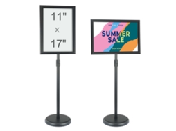 Suporte para Cartazes 420x297 Mm de Exibição Pé com Rotação 360 Altura Ajustável 850 a 1357 Placa Anúncio Alumínio Base Pesada e Lâmina Pvc