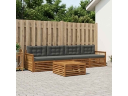 Vidaxl Conjunto De Sofás Para Exterior 5 Unid. Natural E Antracite