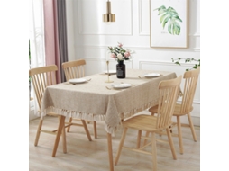 Toalha De Mesa Com Borlas De Cor Sólida, Toalha De Mesa Retangular De Café, Toalhas De Mesa De Algodão E Linho, Corredor De Mesa Bege