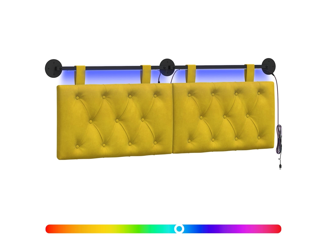 Conjunto 1 Cabeceira Moderna Vidaxl Amarelo Veludo (150 X 55 X 7 Cm)