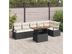Vidaxl Conjunto De Sofá De Jardim 7 Unid. 6-número De Lugares Preto