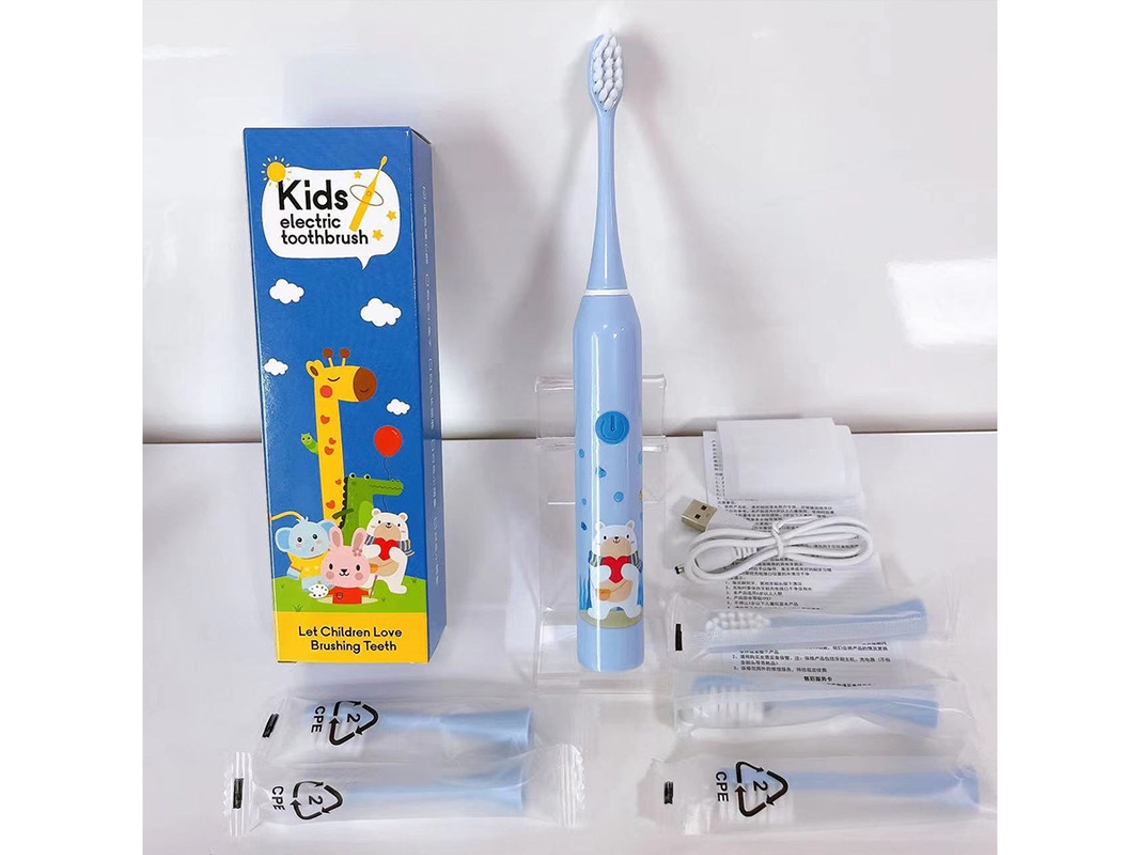 Escova de Dentes Elétrica Crianças Escova de Dentes Rotativa HHZ Children Ultrassônica6 Cabeças de Escova