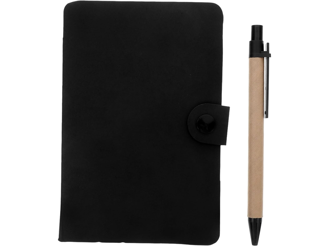 Carnet Travail Noir Com Stylo, Organization , Papier Et Pu, Set De Fournitures Scolaires De Bureau Élégant Et