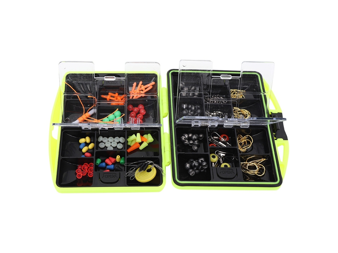 Lurelia Kit Pesca, Kit Portátil De Pesca Em Rocha De Plástico Verde Com Anzóis E Caixa