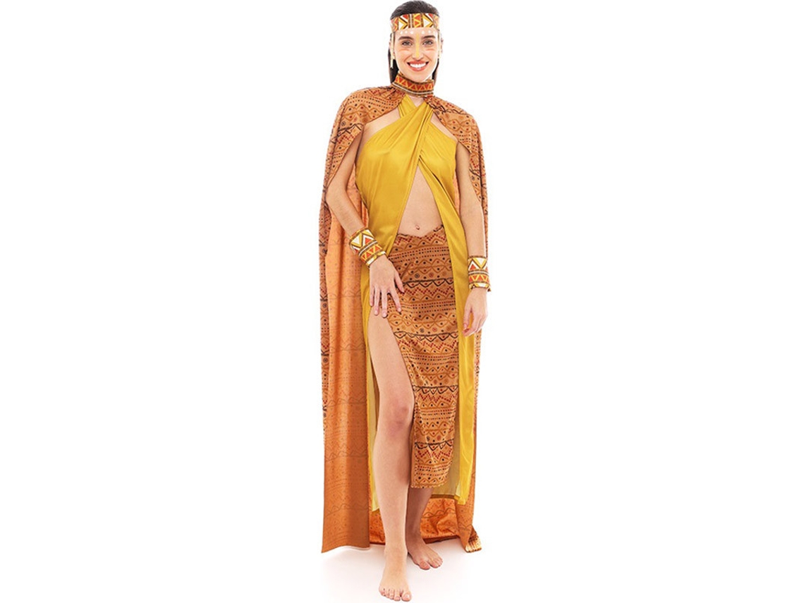 Fato de Mulher PARTILANDIA Tribal Africana Amarela e Castanha (Tam.: S)