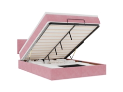 Estrutura de Cama Otomana com Colchão Veludo Rosa MAISON EXCLUSIVE (140x190 cm)