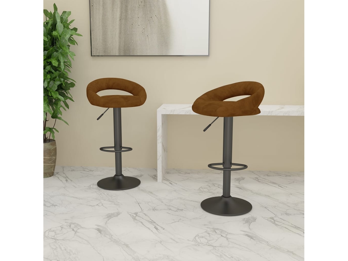 Vidaxl Bancos De Bar 2 Pcs Veludo Castanho