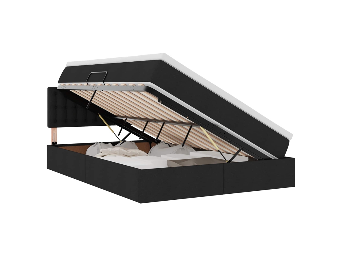 Cama com Arrumação e Led com Colchão Preto 140x200 cm Tecido MAISON EXCLUSIVE