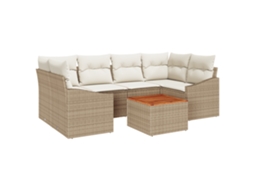 Conjunto 7 Sofá Modular Vidaxl Bege Vime Pe (234 X 123,5 X 69 Cm)