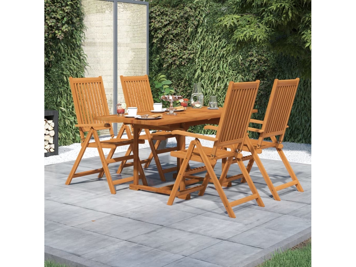 Conjunto De 5 Peças De Jantar Para Jardim Madeira De Acácia Maciça Dkd Home Decor