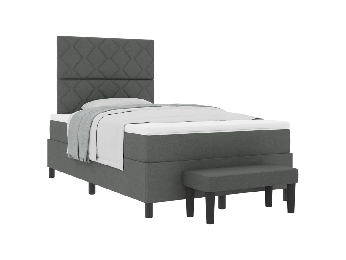Cama Box com Colchão Cinza Escuro 120 X 190 Cm Tecido MAISON EXCLUSIVE