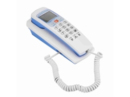 Telefone Mali Fixo com Identificador de Chamadas, FSK/DTMF, Botões de Vidro, Armazenamento para 30 Números, Branco
