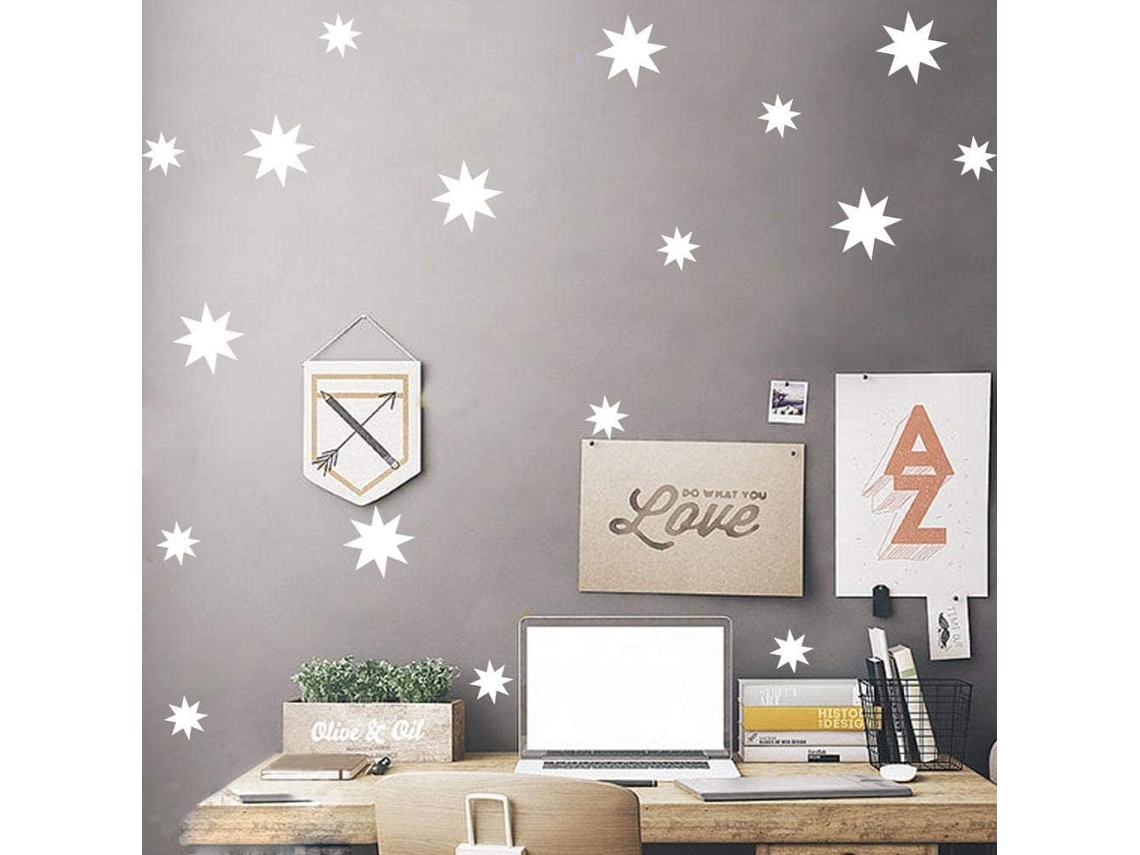 Decalque de Parede Vinil Estrela de Oito Pontos Decor Diy Quarto Infantil Berçário Branco | S/MARCA