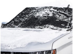 Camada protetora contra neve para o para-brisa do carro.