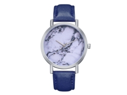 Reloj De Cuarzo Para Mujer Con Correa De Cuero Pu, Caja Plateada, Dial Personalizado (azul)