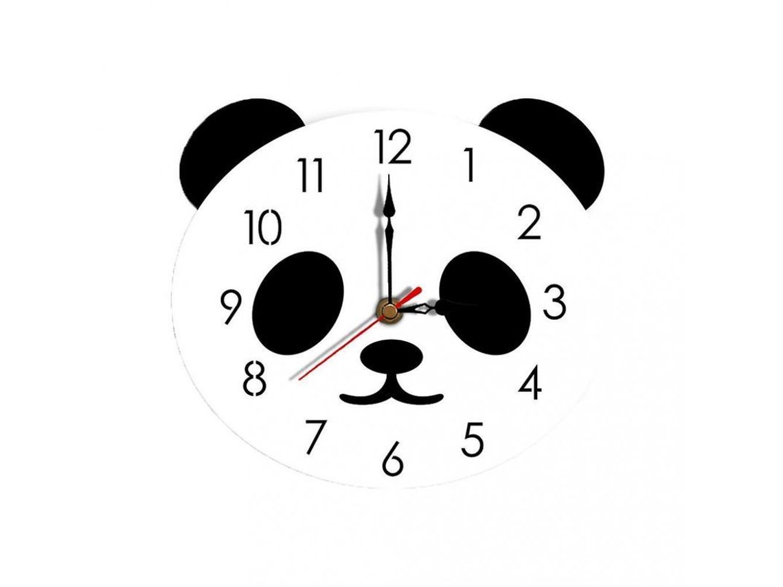2026-reloj De Parede Panda Divertido Silencioso De Acrílico Para Decoração De Quarto Infantil Em Madeira 29x26cm Negro